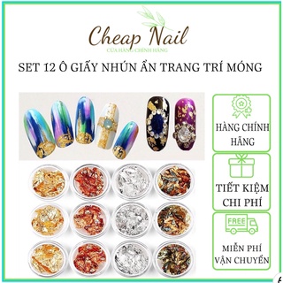 Nhũ giấy bạc, set 12 ô giấy nhún vàng bạc - CHEAP NAIL