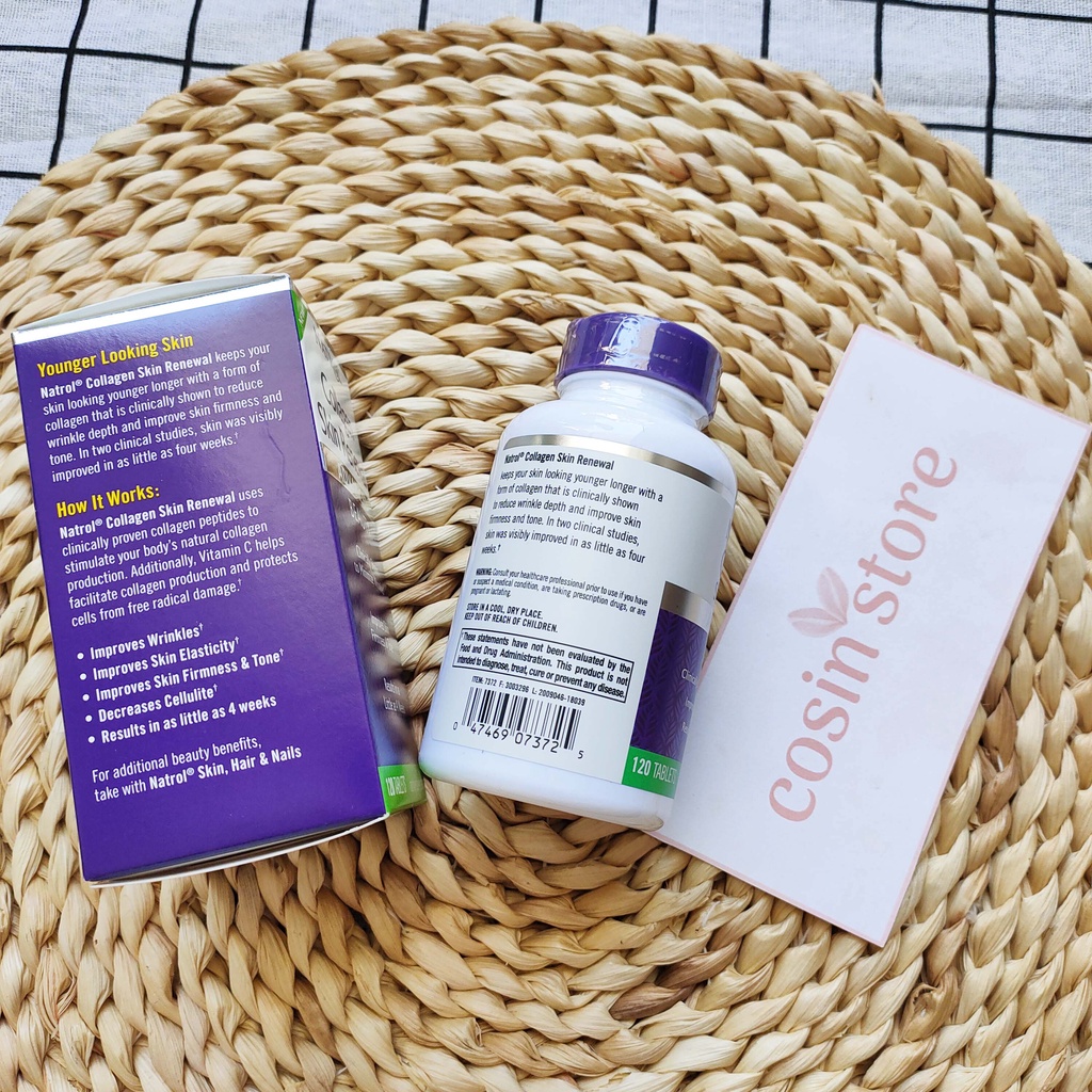 Viên uống Natrol Collagen Skin Renewal Advanced Beauty 120 viên - Hỗ trợ đẹp da chống lão hóa Cosin Store