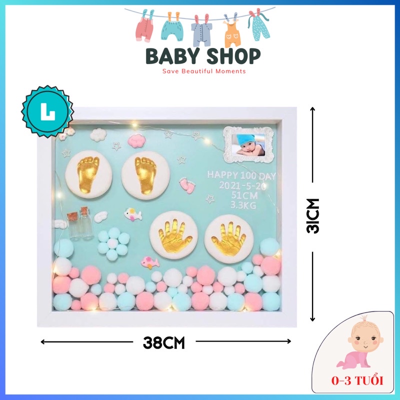 Bộ in dấu chân tay cho bé, an toàn tuyệt đối, với khung in dấu chân tay cho bé lưu giữ trọn khoảnh khắc con yêu