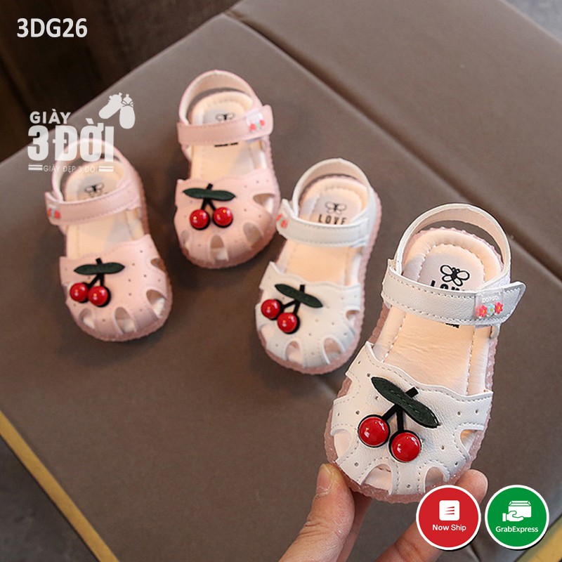 Sandal Giày Tập Đi Rọ Cherry 3DG26 GIAY3DOI Cho Chân Bé 11.5-15.5 cm Siêu Nhẹ, Siêu Êm