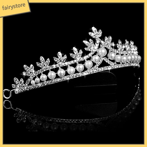 Vương Miện Công Chúa Đính Ngọc Trai Giả Sang Trọng Cho Cô Dâu