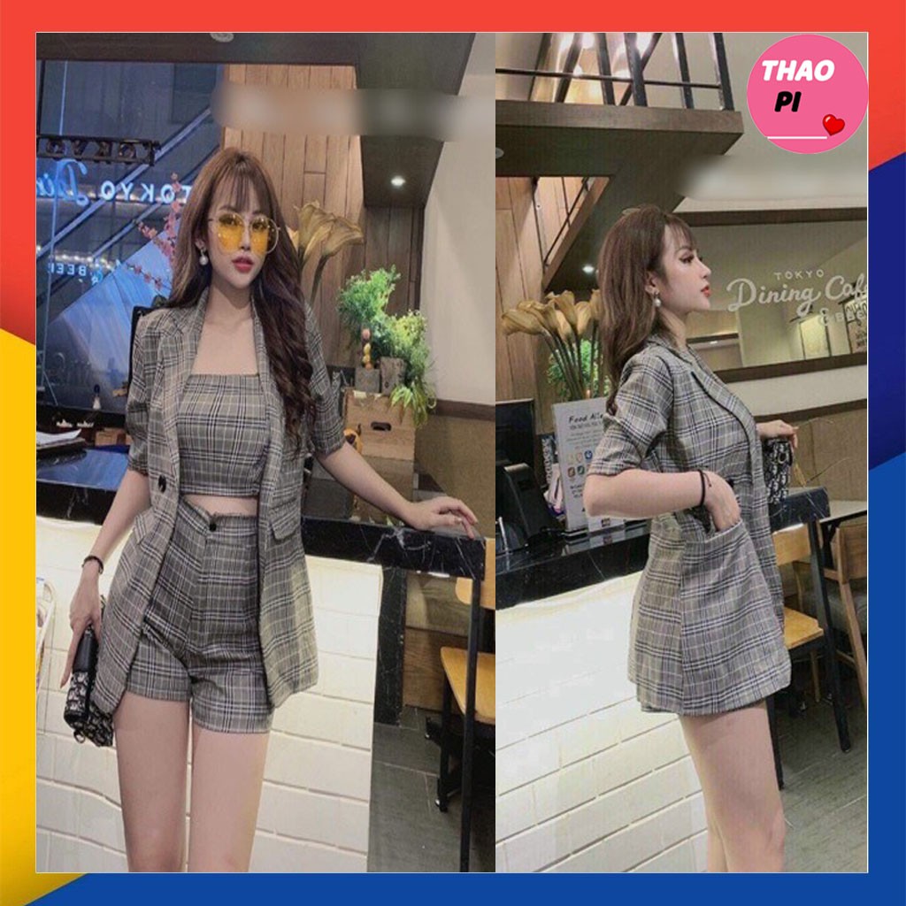 Set vest caro ba món siêu đẹp siêu thanh lịch