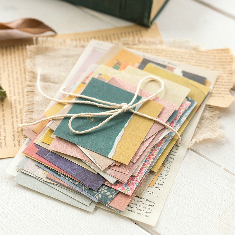 Bộ 60 tờ giấy trang trí retro, kraft Vintage làm Bullet journal, bưu thiếp, nhật ký STI05