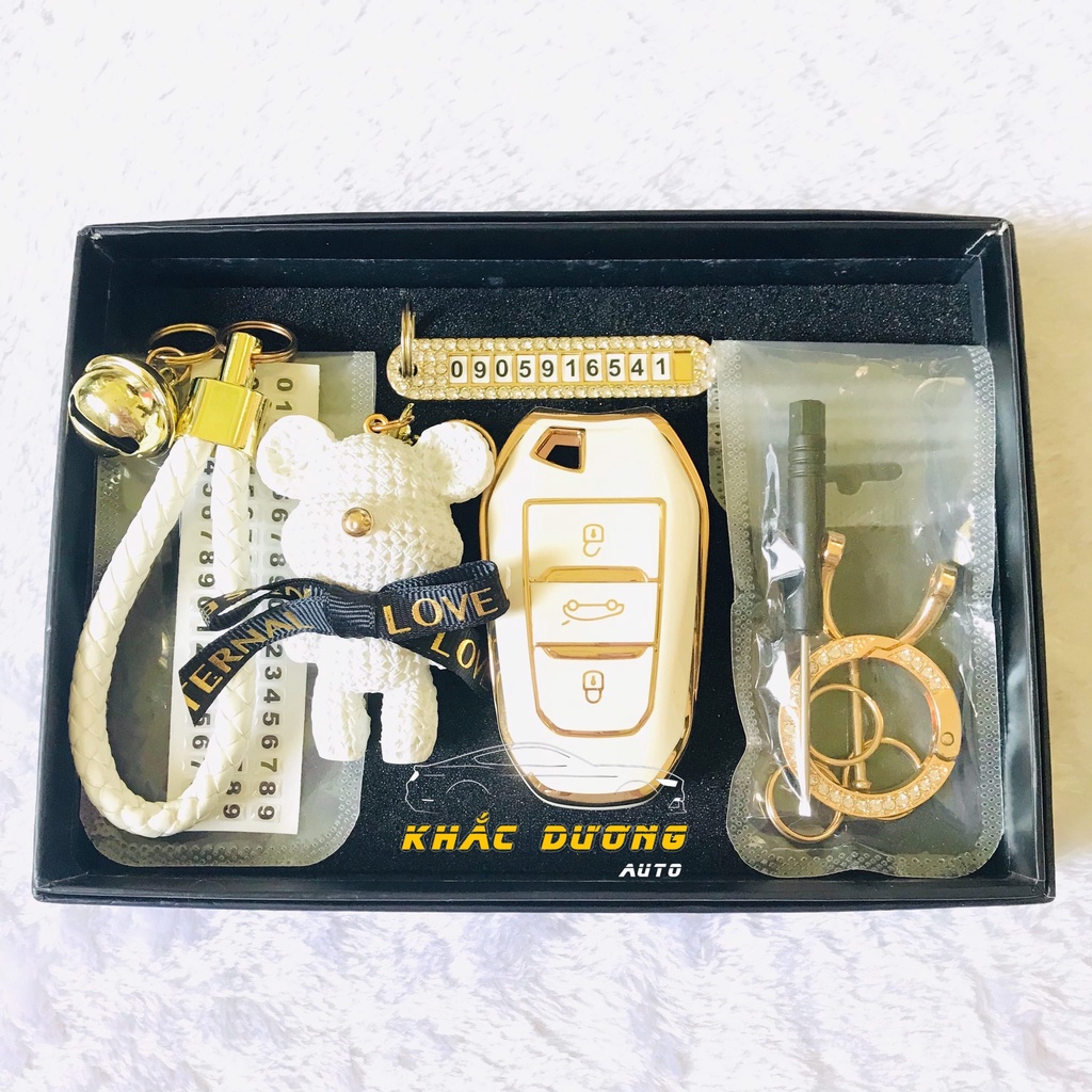 Ốp chìa khoá Peugeot 2008 3008 5008 TPU đính đá nhân tạo cao cấp sang trọng