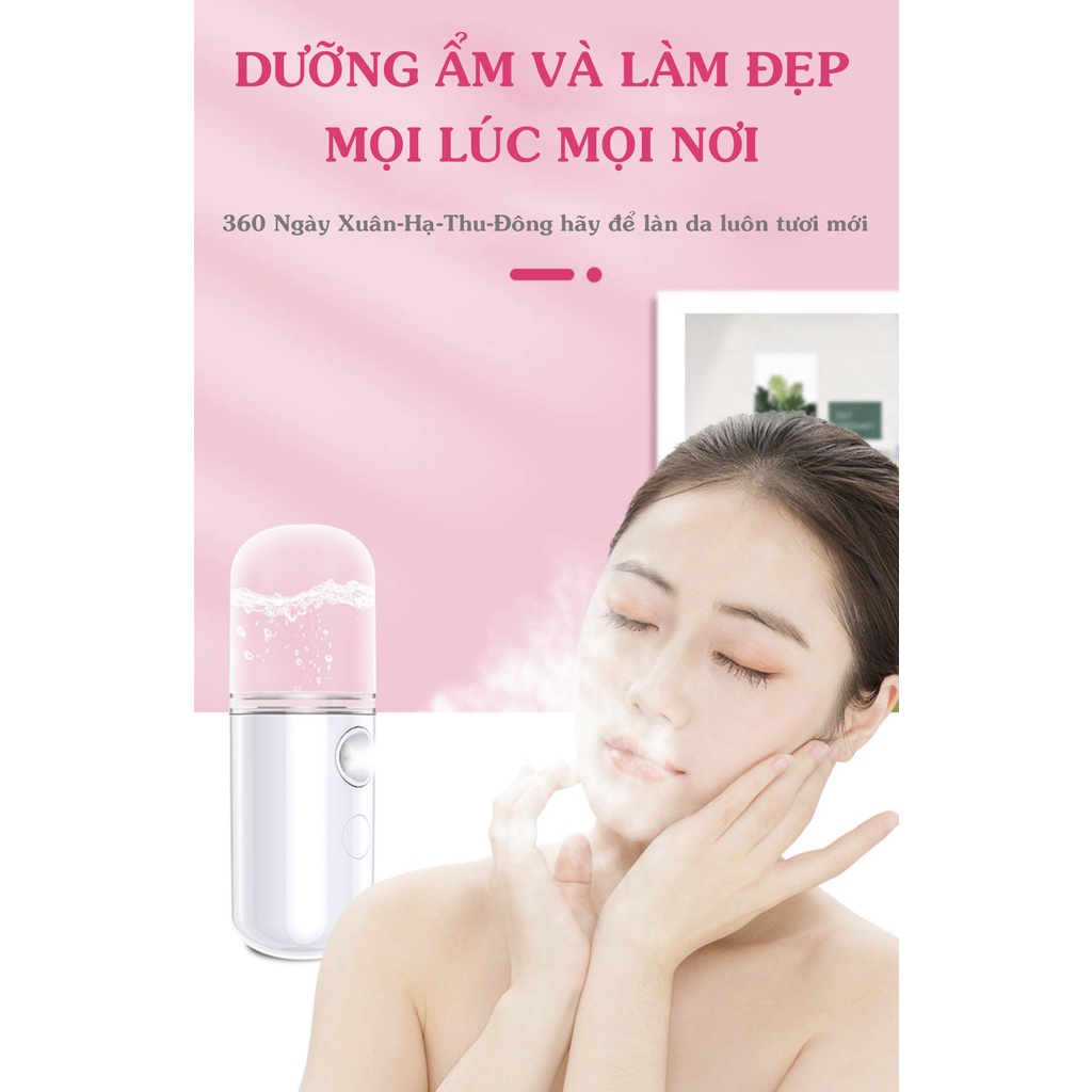 Máy phun sương xông hơi mặt, máy xịt khoáng Nano cầm tay giúp dưỡng da cấp ẩm dễ dàng mang theo mỗi ngày Ebi Cosmetics