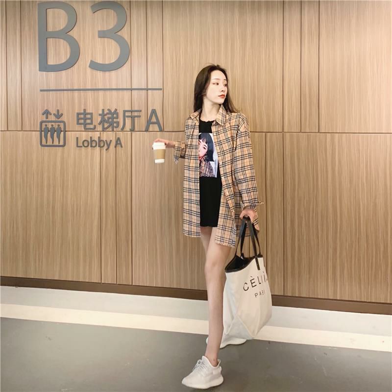 Áo Khoác Sơ Mi Nữ Sọc Caro Ulzzang Thời Trang
