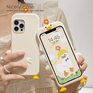 Ốp điện thoại hoa hình chú vịt dễ thương ngộ nghĩnh Tương thích cho iPhone 16 17 15 14 13 12 Pro Max 11 Xr Xs Max X 7 8 6 Plus Ốp lưng mềm chống sốc