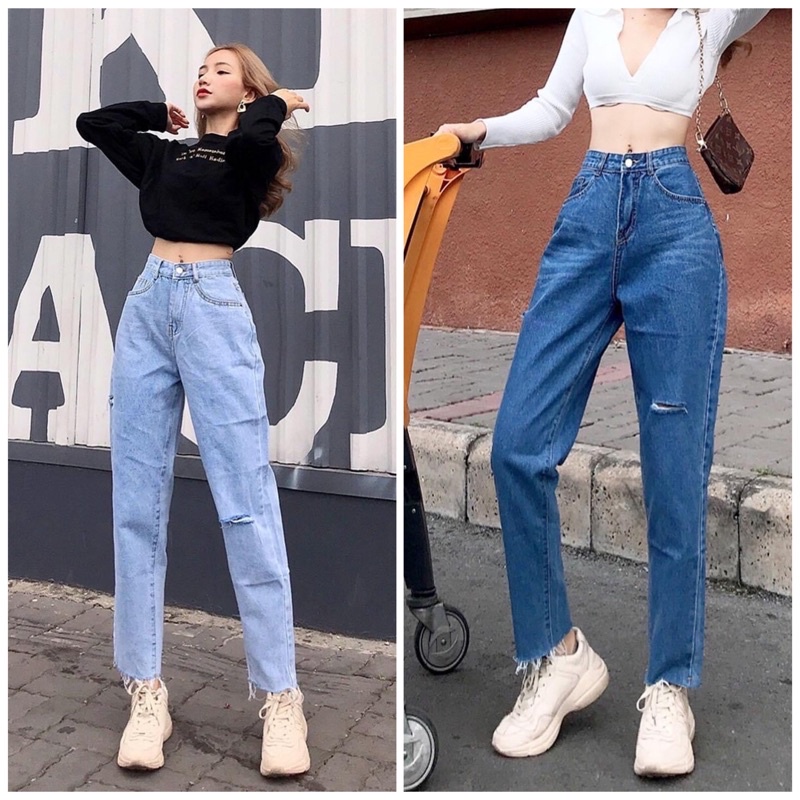 [CÓ SIZE ĐẠI] Quần Jean Baggy Boyfriends rách 1 gối