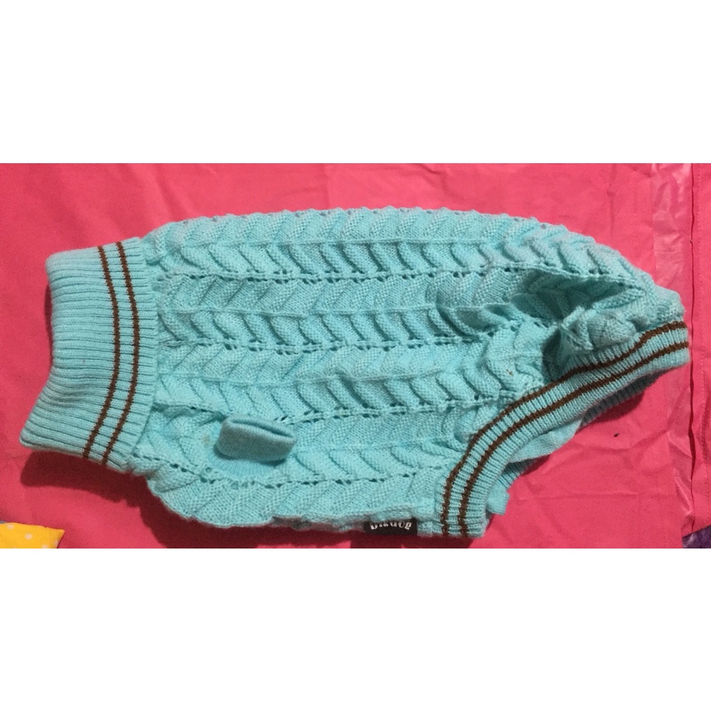 Áo len xanh ngọc chó mèo zs L ngực 47, dài lưng 33, khoảng 9kg