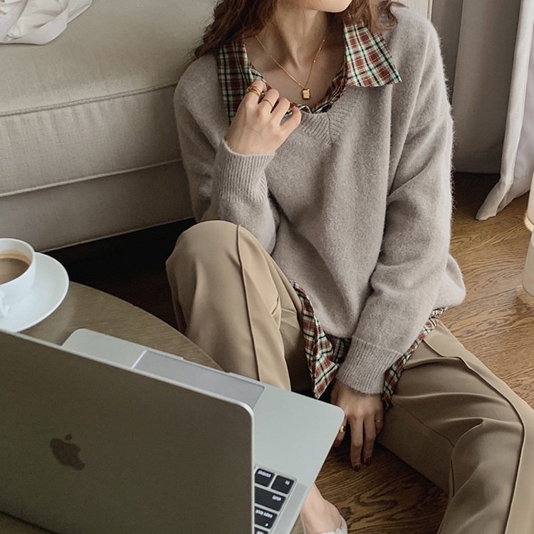 Áo sơ mi nữ Kẻ sọc caro dài tay Retro Form rộng Sơ mi nữ Cổ điển Cao cấp Ulzzang Hàn Quốc Thời trang