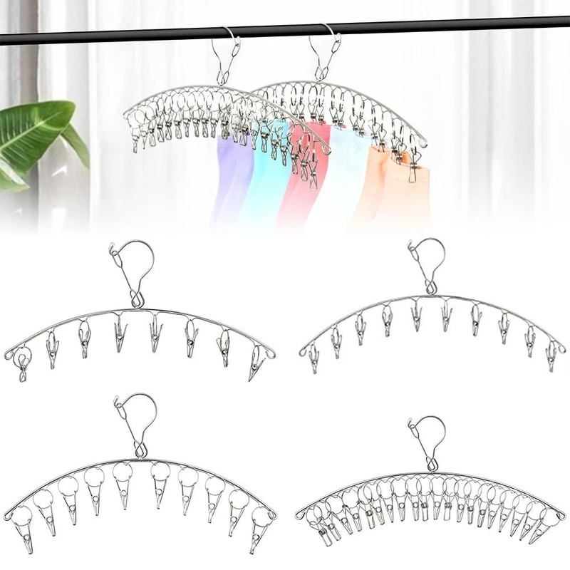 Set 6 / 8 / 10 / 16 Kẹp Phơi Quần Áo Bằng Thép Không Gỉ Tiết Kiệm Không Gian