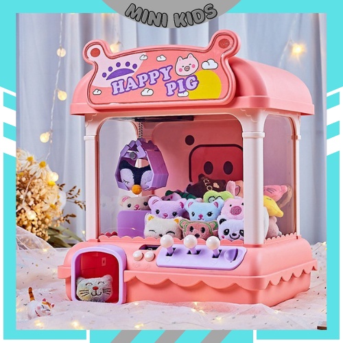 Máy gắp thú bông mini cho bé kích thước lớn, có nhạc có đèn, sẵn nhiều gấu bông cho bé