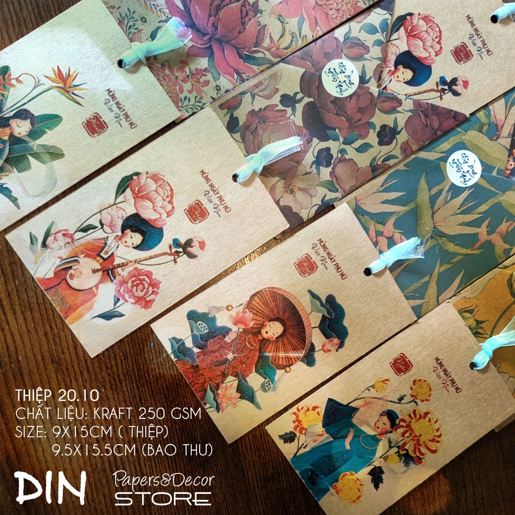 Thiệp mừng 20-10 tôn vinh phụ nữ Việt - Vietnamese Women's Day Greeting Card - Vintage style - DIN Store