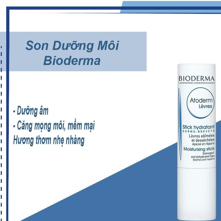 Son Dưỡng Bioderma Sáp Dưỡng Ẩm Môi Khô Nứt Nẻ Atoderm Lèvres Stick Hydratant Moisturising Pháp 4g LS