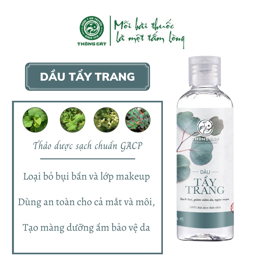 Dầu tẩy trang Đông gia truyền Thông Cát- Tẩy sạch lớp trang điểm, cấp ẩm cho da trong ngày hanh khô