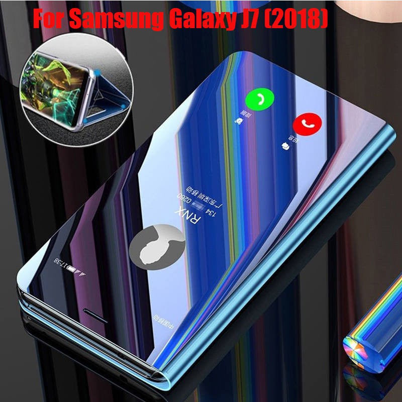 Ốp Lưng Nắp Gập Tráng Gương Cao Cấp Cho Samsung Galaxy J7 J 7 2018