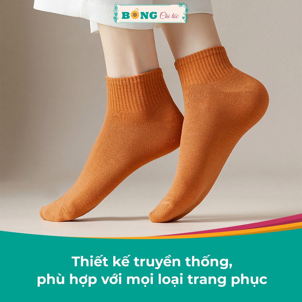 Tất nữ cổ ngắn bo chun truyền thống nhiều màu chất cotton mềm mịn co giãn 4 phong cách Hàn Quốc TC70 - Vớ BÔNG Cài Tóc