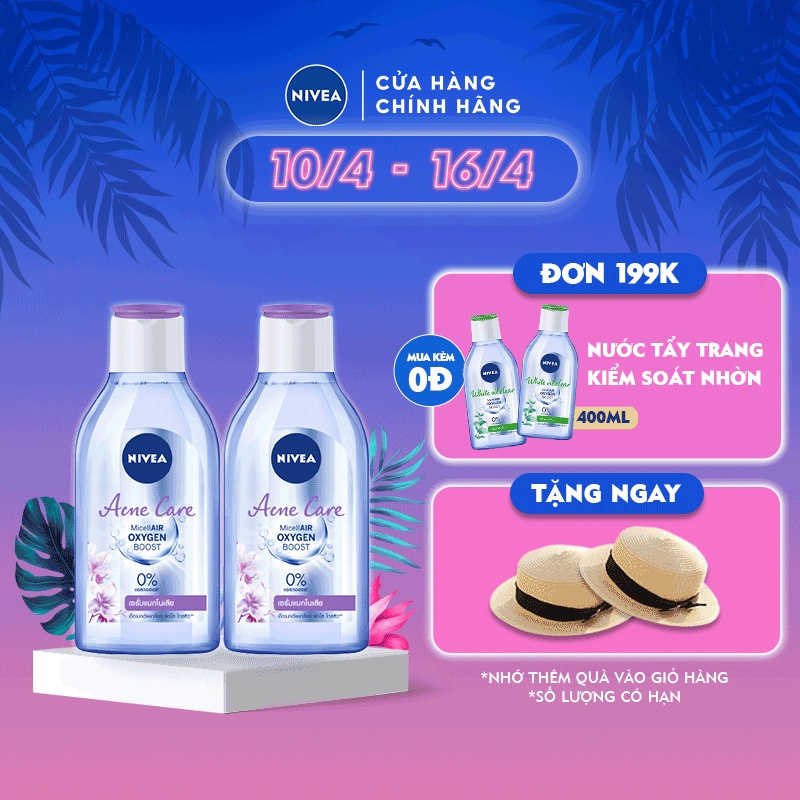 Bộ đôi Nước Tẩy Trang NIVEA Ngừa Mụn Acne Care Micellar Water 400ml/chai 80116