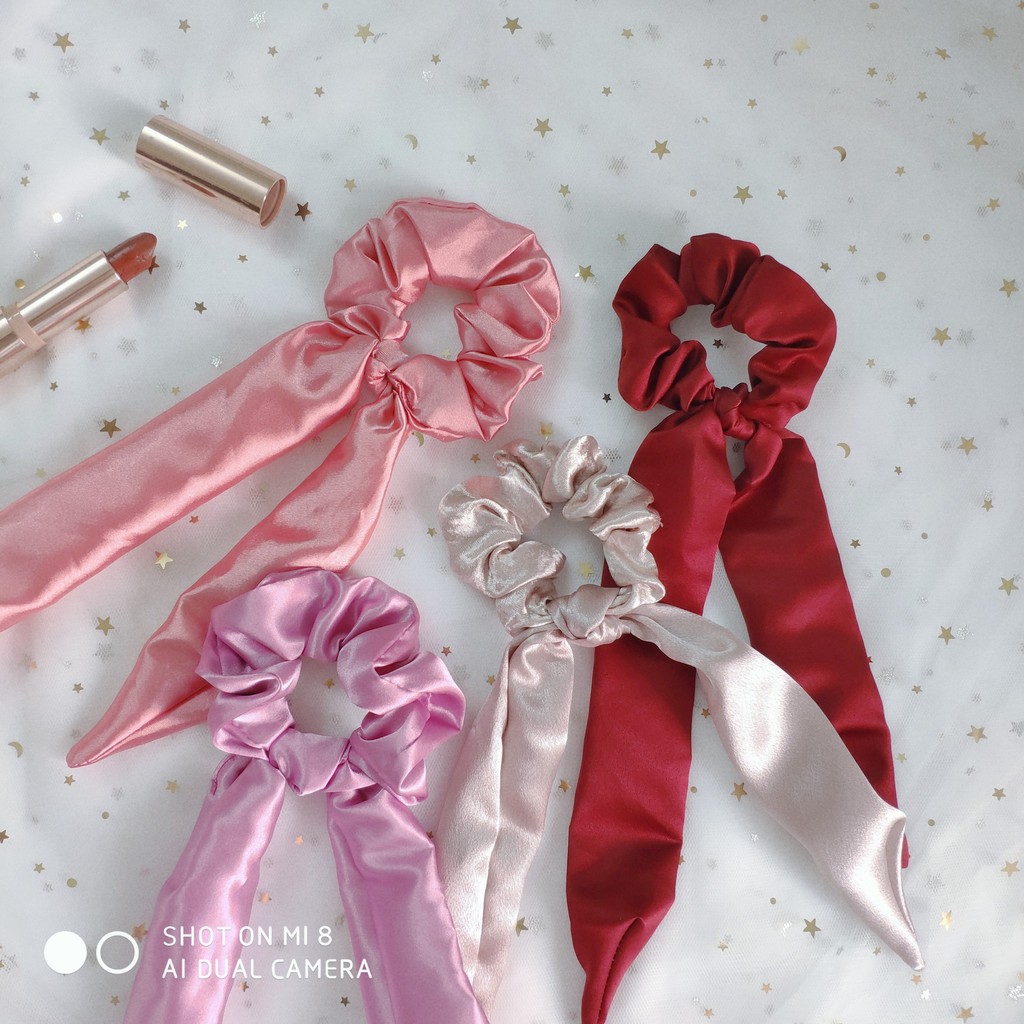 Dây cột nơ buộc tóc đẹp Hàn Quốc - Scrunchie đính nơ ngăn xinh sang xịn -Quà tặng bạn gái