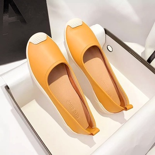 Giày nữ - giày lười nữ da mềm êm chân đế 2cm ( bata trơn)