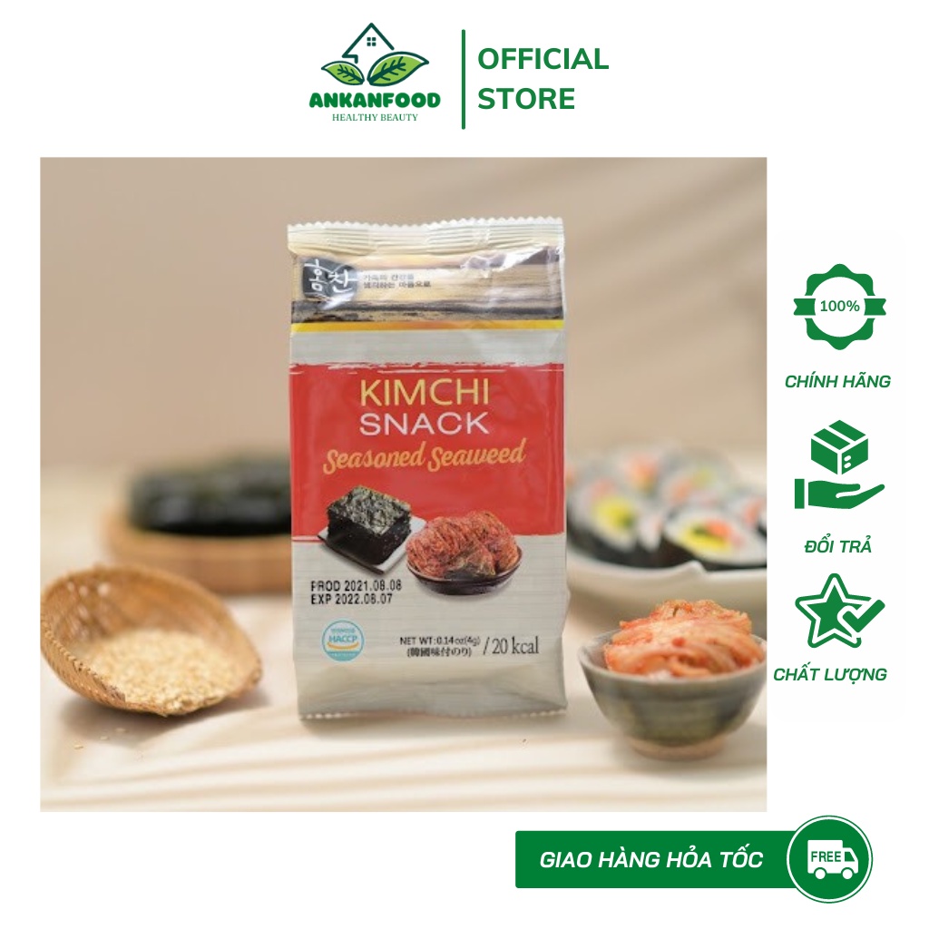 Rong Biển Ăn Liền Hàn Quốc -Vị Kim Chi Truyền Thống-Lá Kim Cuộn Cơm,Gimbap Ăn Kiêng,Chay-Giàu Dinh Dưỡng