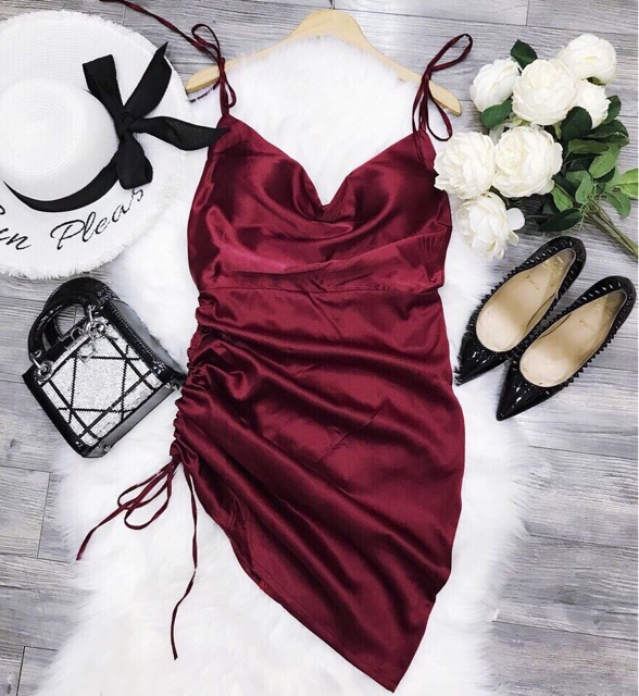 Đầm body 2 dây rút sexy phi thun và ảnh thật( kèm ảnh khách mặc) | BigBuy360 - bigbuy360.vn