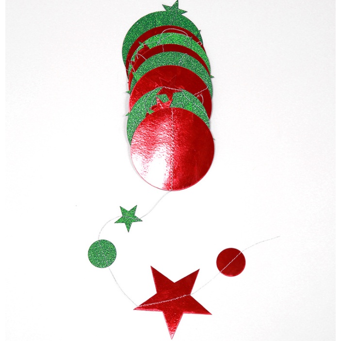 Dây Treo Trang Trí Giáng Sinh Hình Ngôi Sao Hình Tròn Đỏ Xanh Dài 4.2 Mét