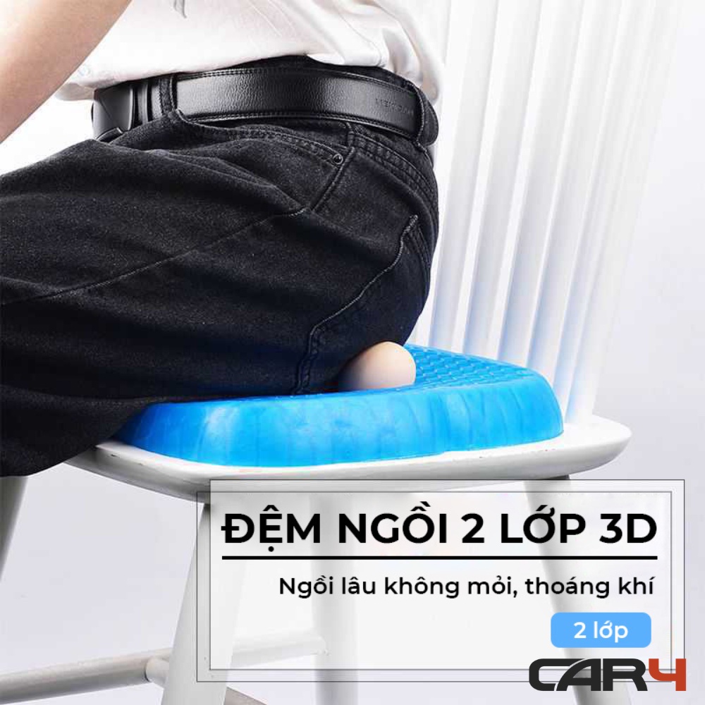 Đệm ngồi 2 lớp 3D thoáng khí lót ghế ô tô phiên bản nâng cấp 2022 Car4 - (KM Khai Trương)