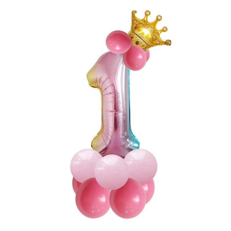 Bong Bóng Nhôm 32 Inch Hình Chữ Số Màu Cầu Vồng Dùng Trang Trí Tiệc Sinh Nhật Cho Bé