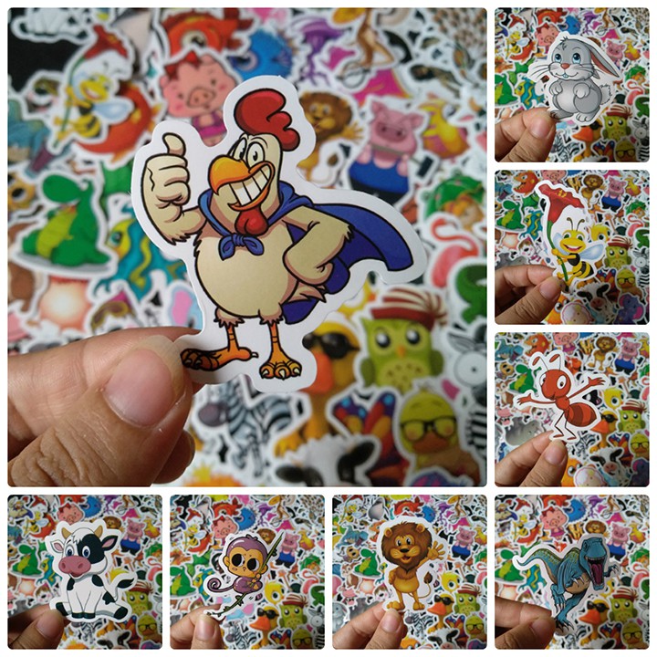 Bộ Sticker dán cao cấp chủ đề THẾ GIỚI ĐỘNG VẬT - Dùng dán Xe, dán mũ bảo hiểm, dán Laptop...