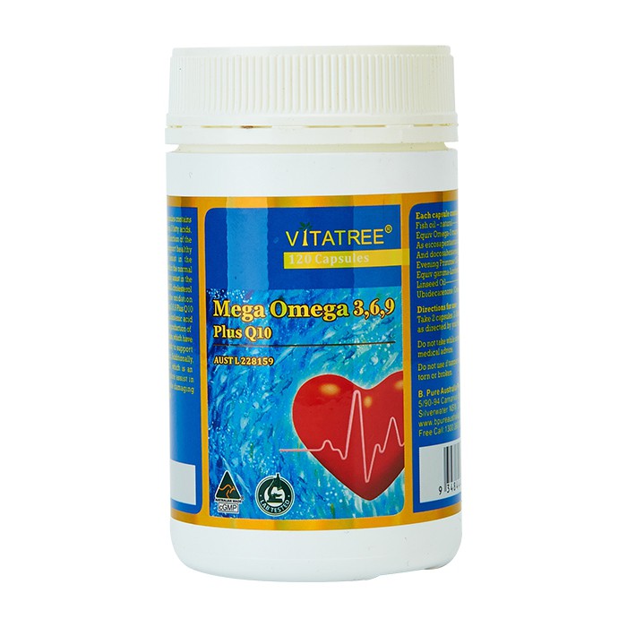 Vitatree Mega Omega 3,6,9 plus Q10 - Hỗ Trợ Tim Mạch Ổn Định Huyết Áp