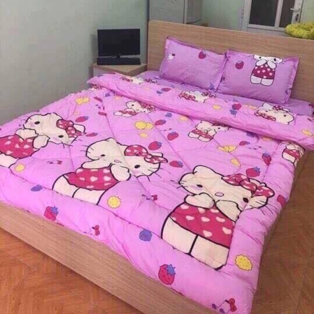 Set ga gối chăn phao polly cotton