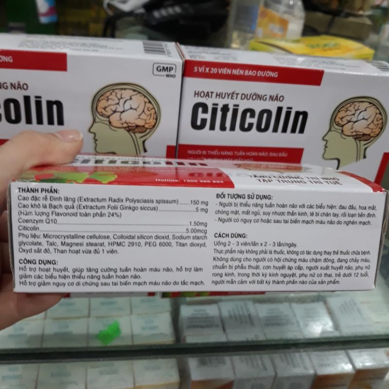 Hoạt Huyết Dưỡng Não Citicolin Hộp 100 viên