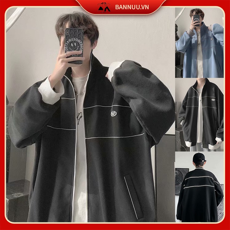 áo khoác nam unisex áo khoác gió 2 lớp áo dài tay áo varsity jacket thời trang retro áo bóng chày trẻ tuổi phong cách Hàn Quốc áo khoác nữ