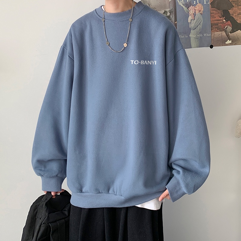 Áo IFNICEFUTURE dáng rộng tay dài cổ tròn in họa tiết thời trang thường ngày cho nam