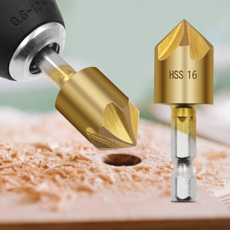Bộ 6 mũi khoan với 6 kích thước và đường kính khác nhau 6mm-19mm 1/4 inch với các lỗ khoét 90 độ HSS