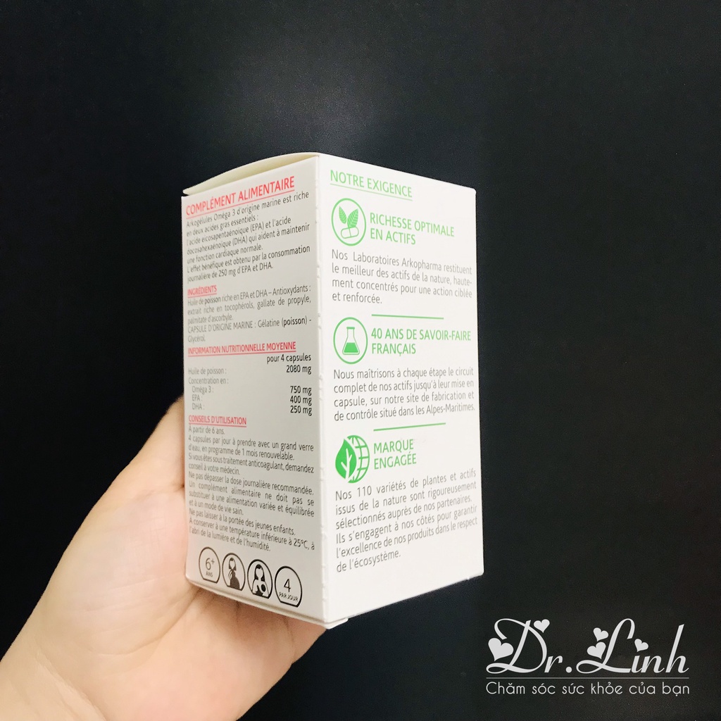 Viên uống Omega-3 của Pháp Arkopharma Omega Origine Marine 180 viên