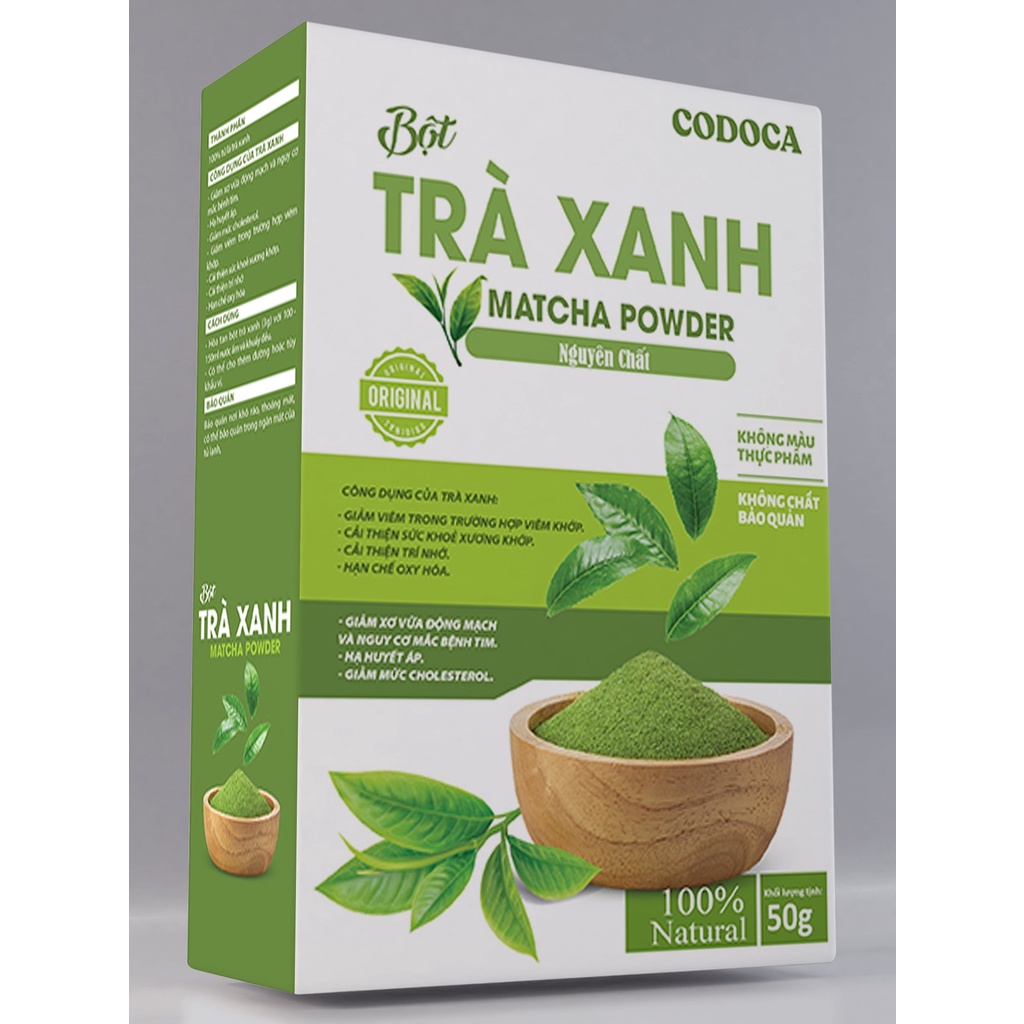 Bột trà xanh nguyên chất CODOCA Hộp 20 túi x 2.5g - Matcha Powder