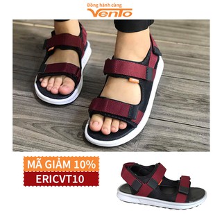 Sandal Vento chính hãng nam nữ SD-NB02 màu đỏ đen quai dán, Dép quai hậu đế bệt đi học, đi làm
