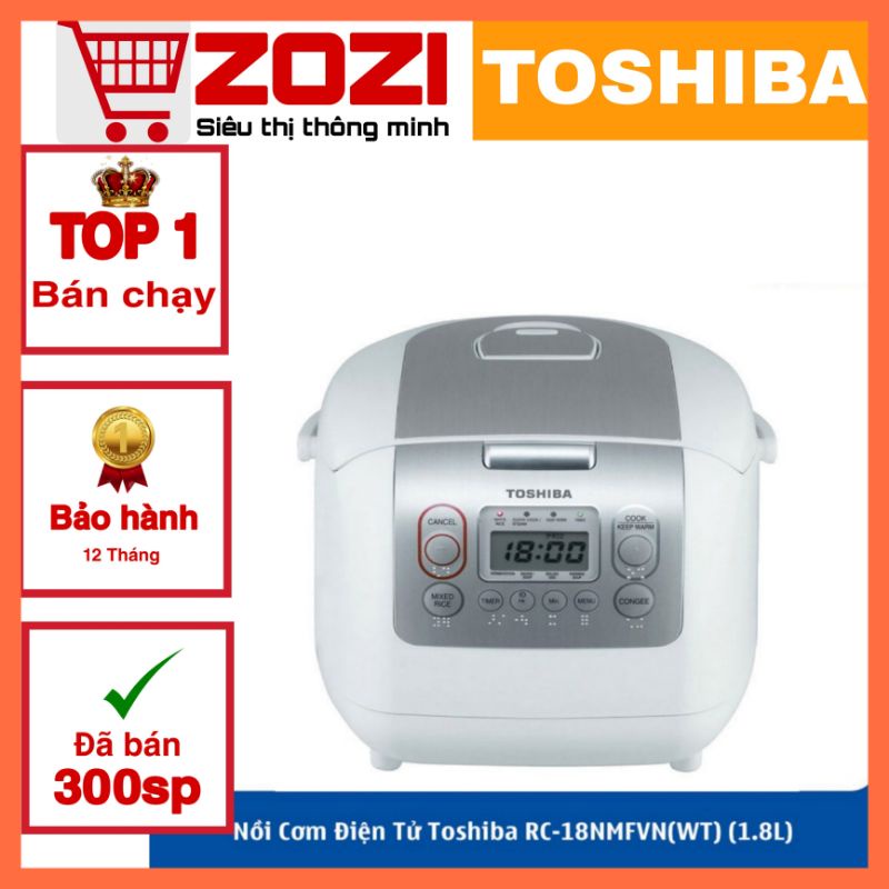 [Mã ELHADEV giảm 4% đơn 300K] [Mẫu 2021] Nồi cơm điện tử Toshiba 1,8 Lít RC-18NTFV(W) Xuất xứ Thái Lan