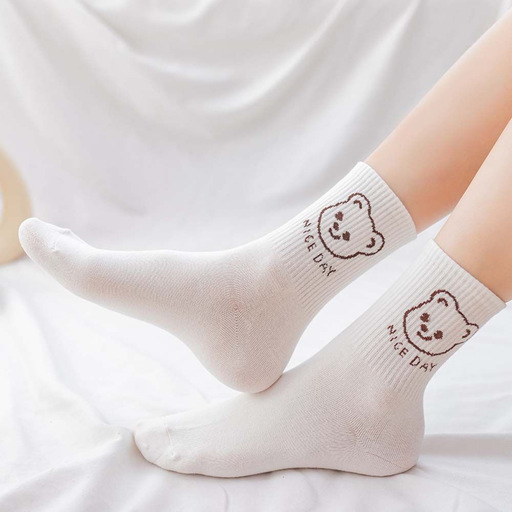 Vớ Thể Thao Cổ Vừa Thoáng Khí In Họa Tiết Hoạt Hình Phong Cách Harajuku Nhật Bản Cho Nữ