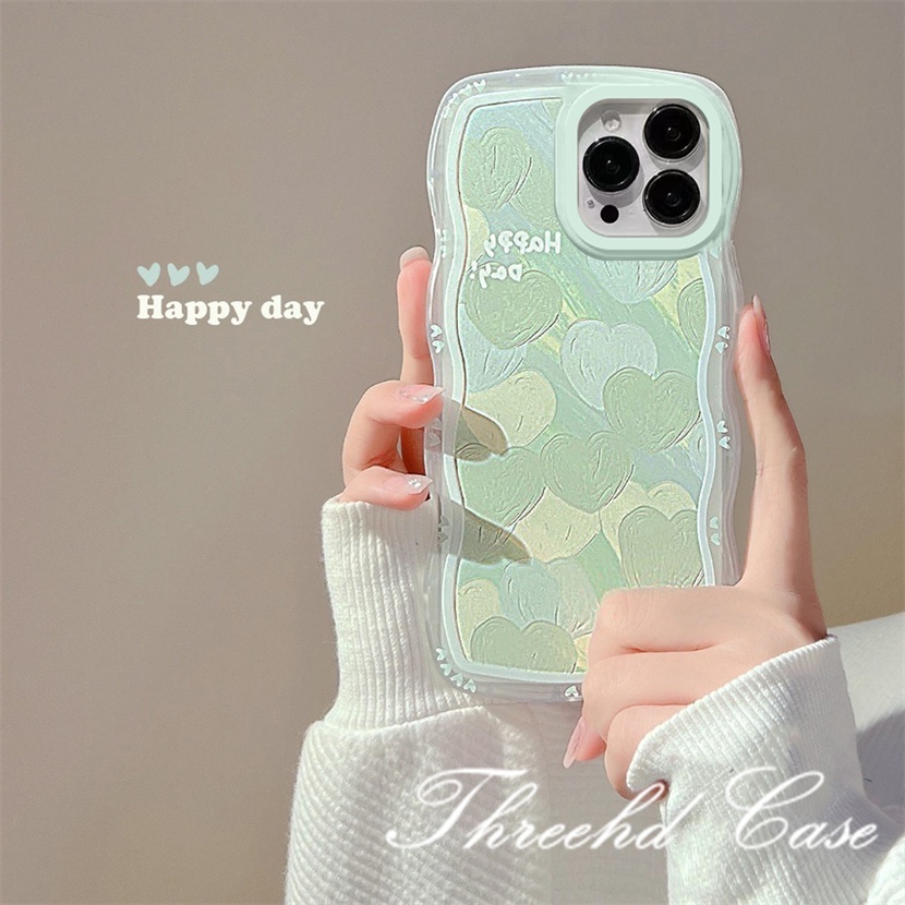Ốp Điện Thoại Mềm Họa Tiết Trái Tim Viền Gợn Sóng Cho iPhone 14 13 12 11 Pro Max SE2020 X XR Xs Max 7 8 6 6s Plus
