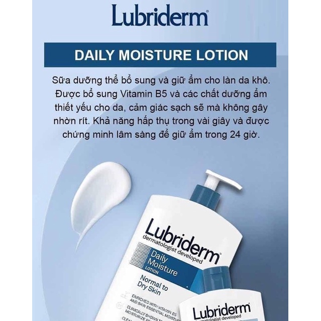 Sữa dưỡng thể Lubriderm Daily Moisture Lotion Normal To Dry Skin Fragrance Free Hàng Nhập Mỹ