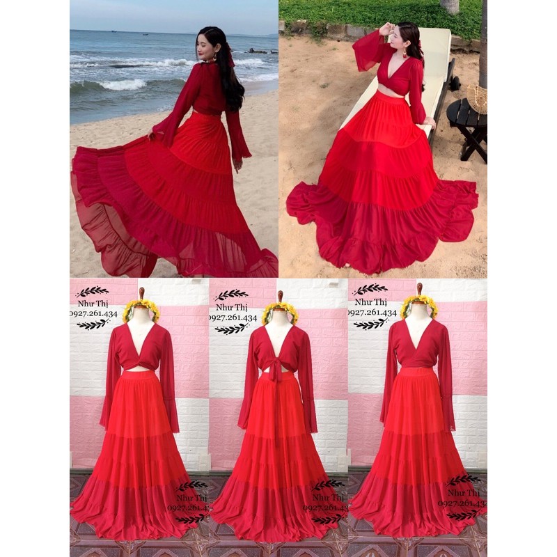 (miễn phí chỉnh váy) sét maxi boho áo cột ngực và chân váy chuyển màu sang trọng đi du lịch chụp hình sống ảo | BigBuy360 - bigbuy360.vn