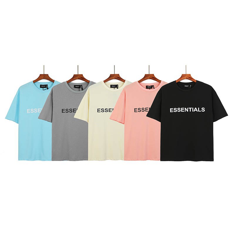 Áo Thun Cotton Cổ Tròn Tay Ngắn Dáng Rộng In Chữ Essentials Fear Of God Sương Mù Màu Xám / Xanh Dương / Đen / Hồng Thời Trang Mùa Hè Cho Nam Và Nữ