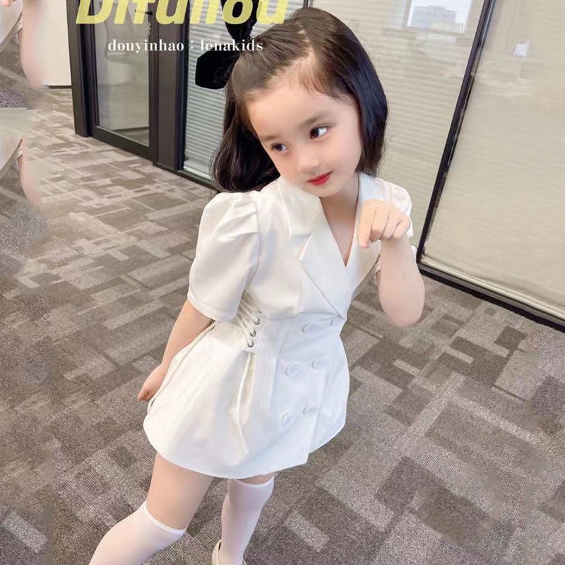 Đầm Công Chúa Tay Phồng Chiết Eo Phong Cách Phương Tây Cao Cấp Cho Bé Gái