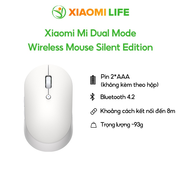 Chuột Không Dây Xiaomi Mi Dual Mode Wireless Mouse Silent Edition - Chính Hãng BH 12 Tháng