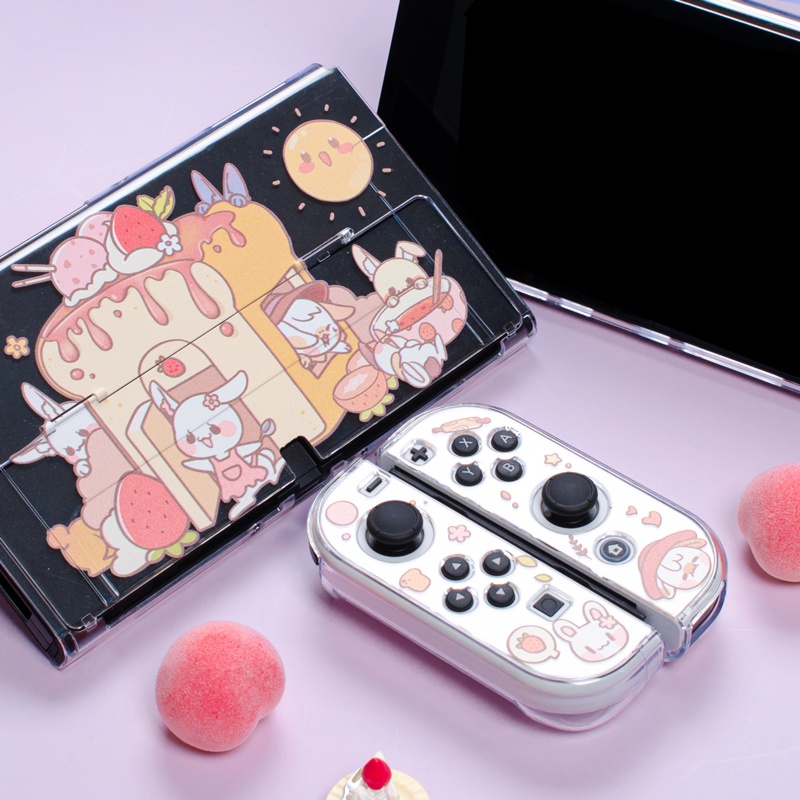 Vỏ bọc bảo vệ tay cầm chơi game Nintendo Switch OLED bằng PC cứng hình thỏ dễ thương
