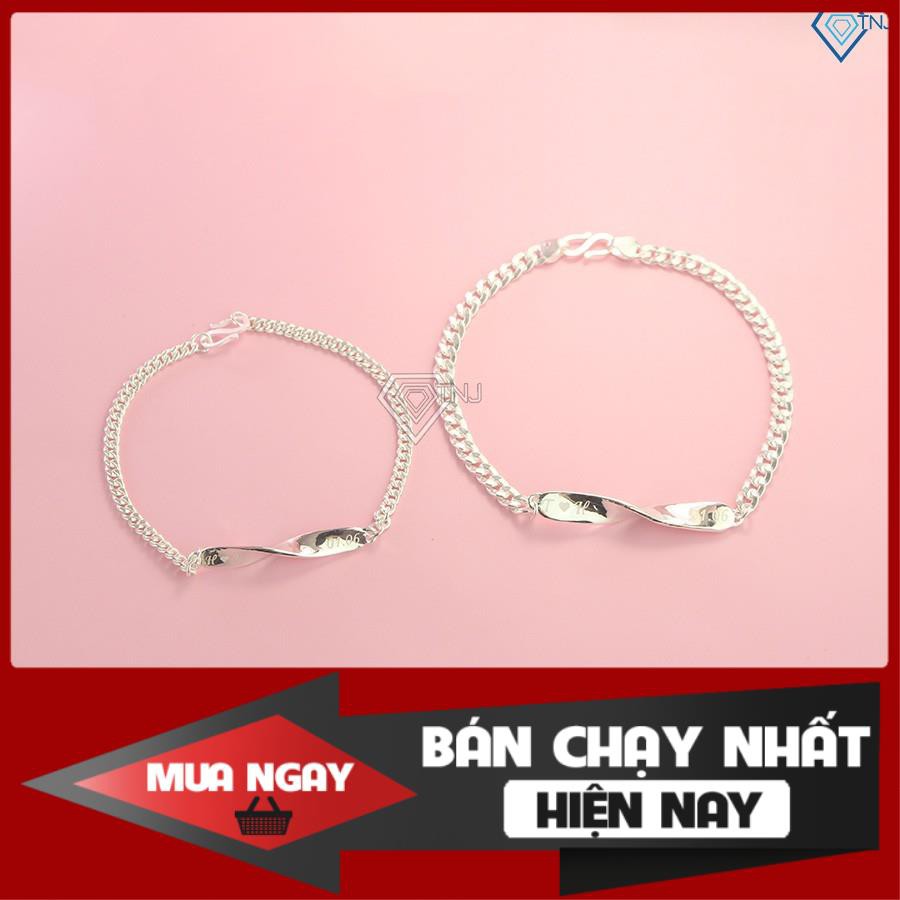 Vòng tay đôi nam nữ, vòng tay cặp vô cực khắc tên, lắc tay đôi bạc 925 LTD0011 - Trang Sức TNJ