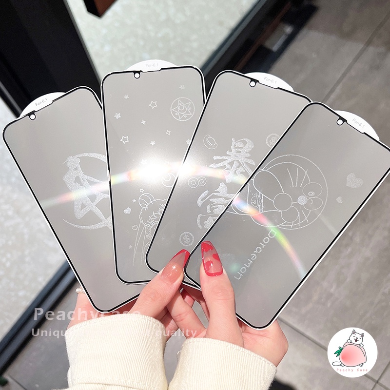 Kính Cường Lực 9H Chống Nhìn Trộm Họa Tiết Hoạt Hình Cho iPhone 13 12 11 Pro Max Xs Xr X 13pro 11pro 12pro Xsmax